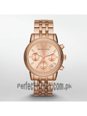 Michael Kors Rose Gold tone Ritz Chronograph Glitz Ladies Watch Price in Pakistan