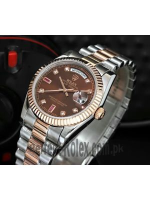 Oyster Perpetual Day-Date Two Tone Brown Dial Watch Price in Pakistan