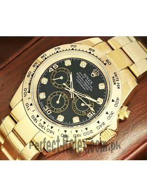 Rolex Cosmograph Daytona Yellow Gold Black Diamond Dial Watch  (2021) Price in Pakistan