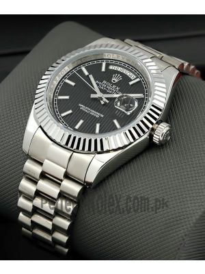 Rolex Day-Date  Black Stripe Motif Index Dial Watch Price in Pakistan