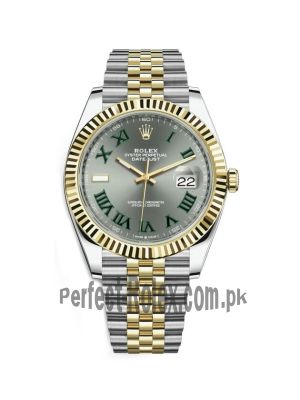 Rolex Datejust Grey Dial with Green Roman Numeral Markers Men's Watch Price in Pakistan
