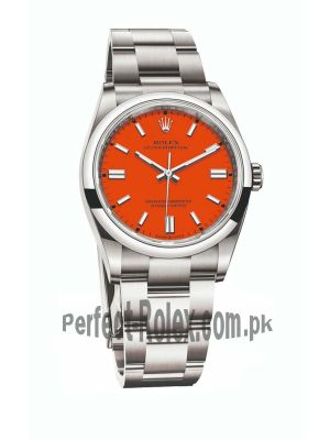 Rolex Oyster Perpetual Coral Red Dial Swiss Watch 17518 Price in Pakistan