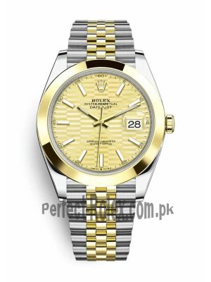 Rolex Datejust 41mm Golden Fluted Motif Dial Smooth Bezel Watch Price in Pakistan
