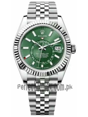 Rolex Sky-Dweller Mint Green Index Dial Jubilee Bracelet Watch Price in Pakistan