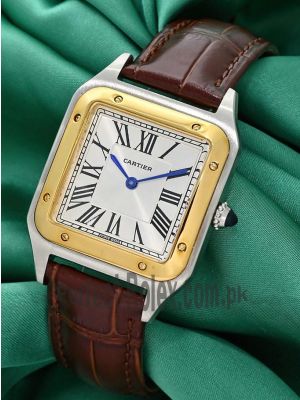 Cartier Santos Dumont Two Tone Brown Straps Watch Price in Pakistan