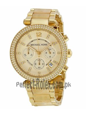 Michael Kors Parker Champagne Dial Gold Tone Chronograph Women's Watch Price in Pakistan