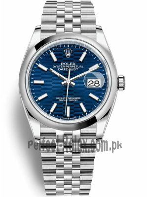 Newest Model-Rolex Datejust 36 Bright Blue Fluted Motif Dial Watch  (2021)  Price in Pakistan