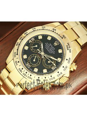 Rolex Cosmograph Daytona Yellow Gold Black Diamond Dial Watch  (2021) Price in Pakistan