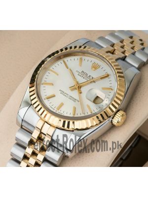 Rolex Oyster Perpetual Datejust  Two Tone White Dial Watch  Price in Pakistan