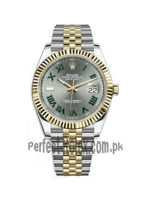 Rolex Datejust Grey Dial with Green Roman Numeral Markers Men's Watch Price in Pakistan